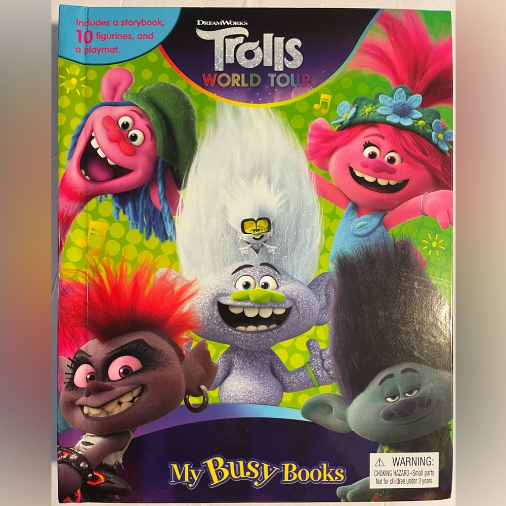 DreamWorks Trolls World Tour My Busy Books (Story Book, Playmat, 10 Figures)